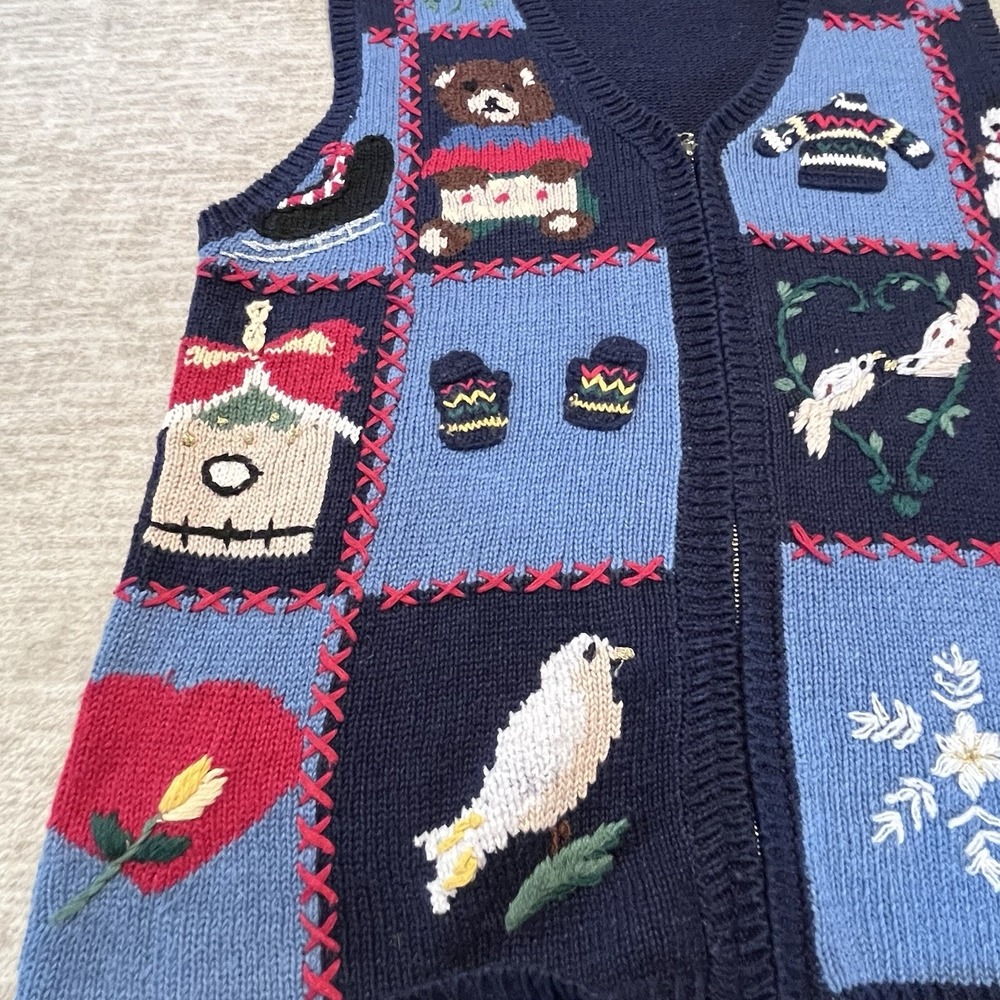 Vintage Sweater Capacity Ugly Christmas Vest Snowman‎ Holiday USA Made Medium - Picture 2 of 5